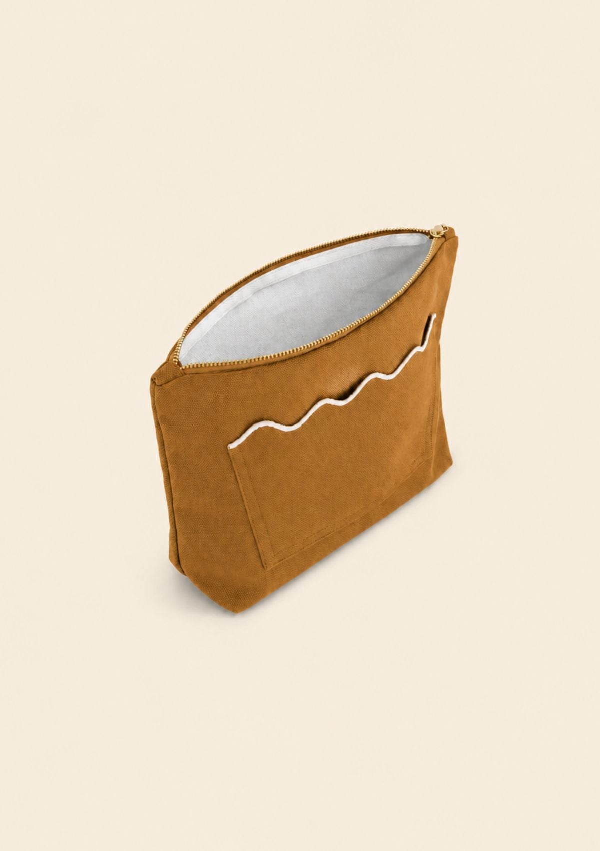 Wavy Pouch in Yellow Ochre & White