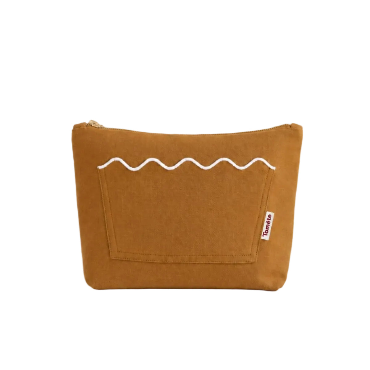 Wavy Pouch in Yellow Ochre & White