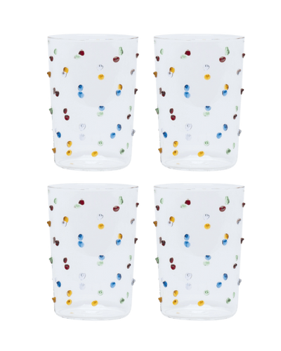 Pom Glass Water Tumbler Set of four Multicoloured 