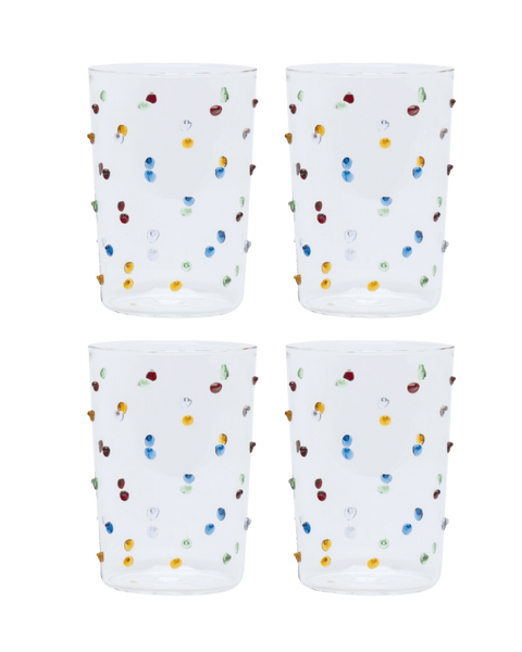 Pom Glass Water Tumbler Set of four Multicoloured 