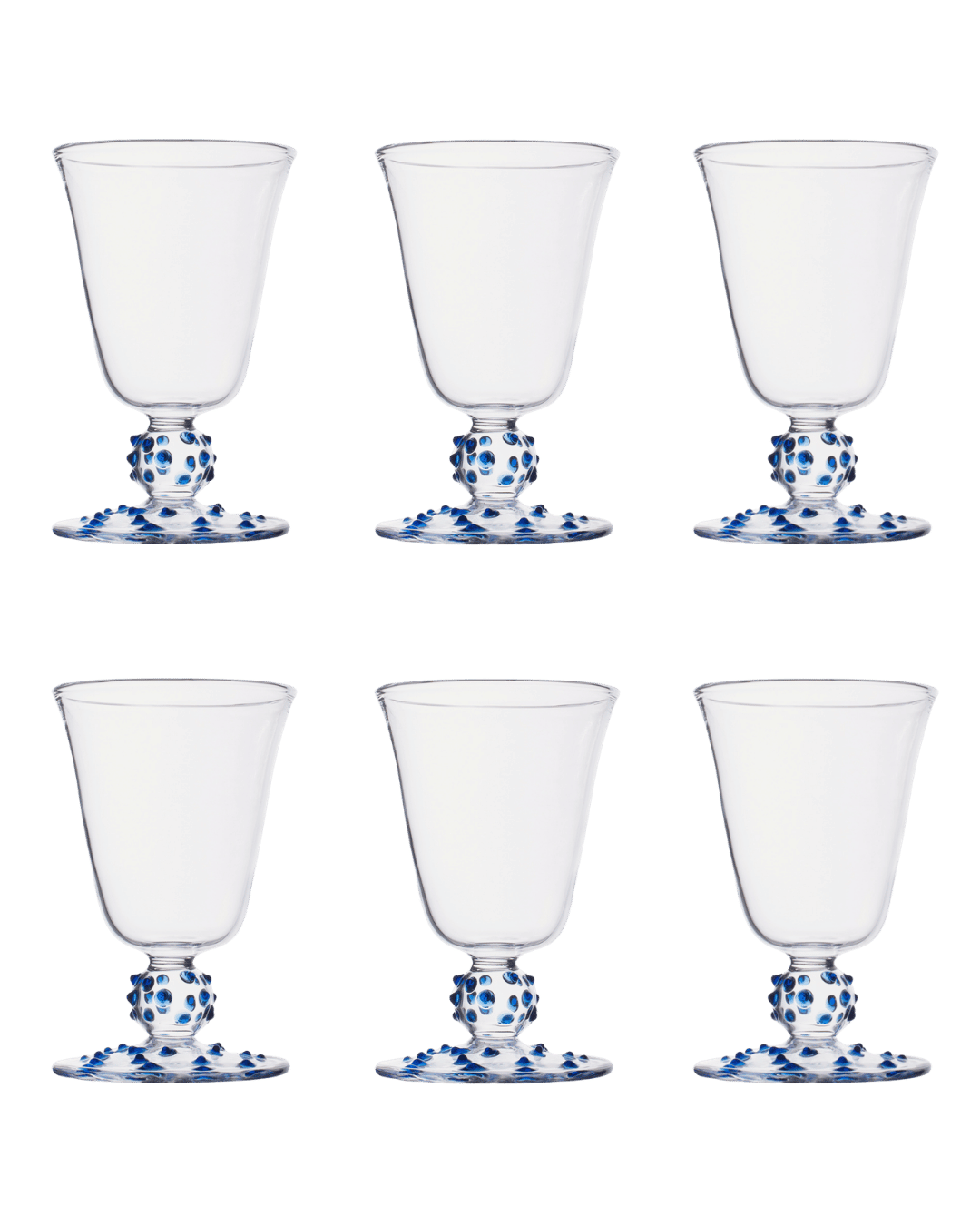Blue Pom Wine Glass - Set of Six