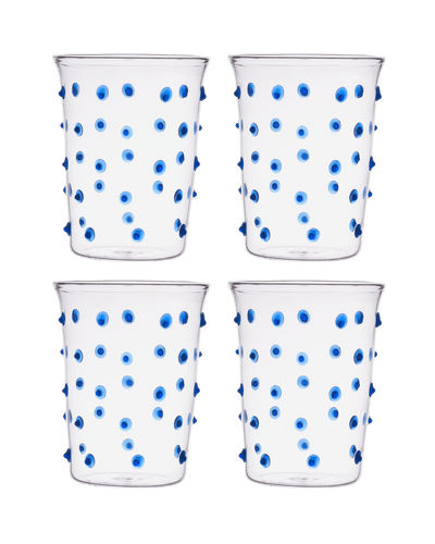 Pom glass Water Tumbler Set of Four Blue Issy Granger 