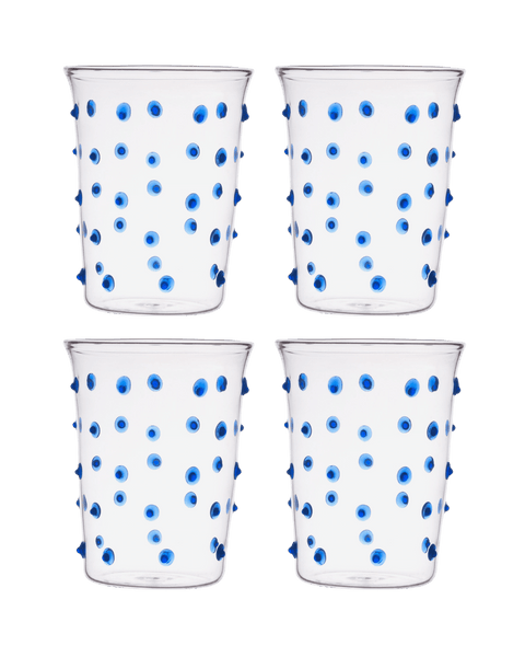 Pom glass Water Tumbler Set of Four Blue Issy Granger 