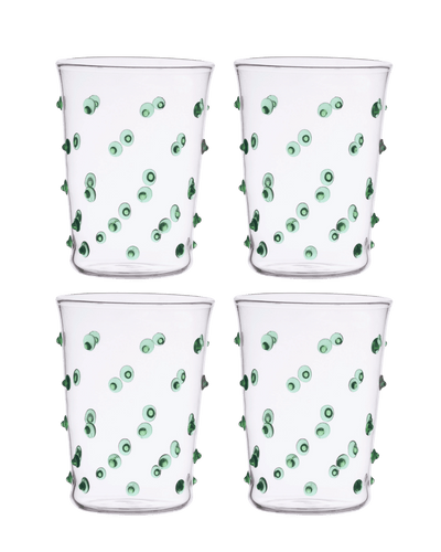 Pom Glass Water Tumblers Green Set of Four Issy Granger 