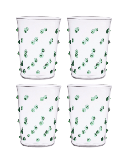 Pom Glass Water Tumblers Green Set of Four Issy Granger 