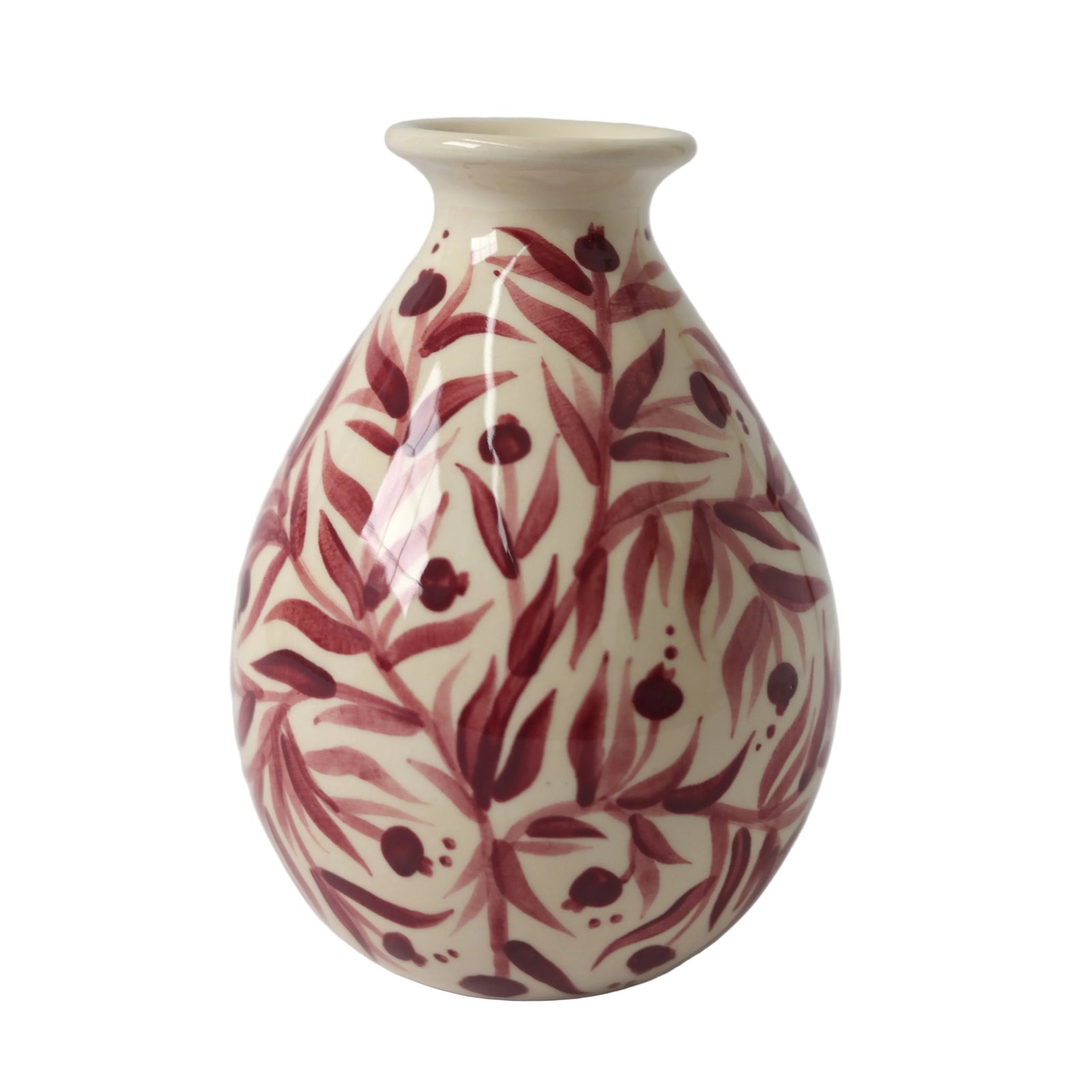 Hand Painted Pomegranate Bud Vase - Maroon