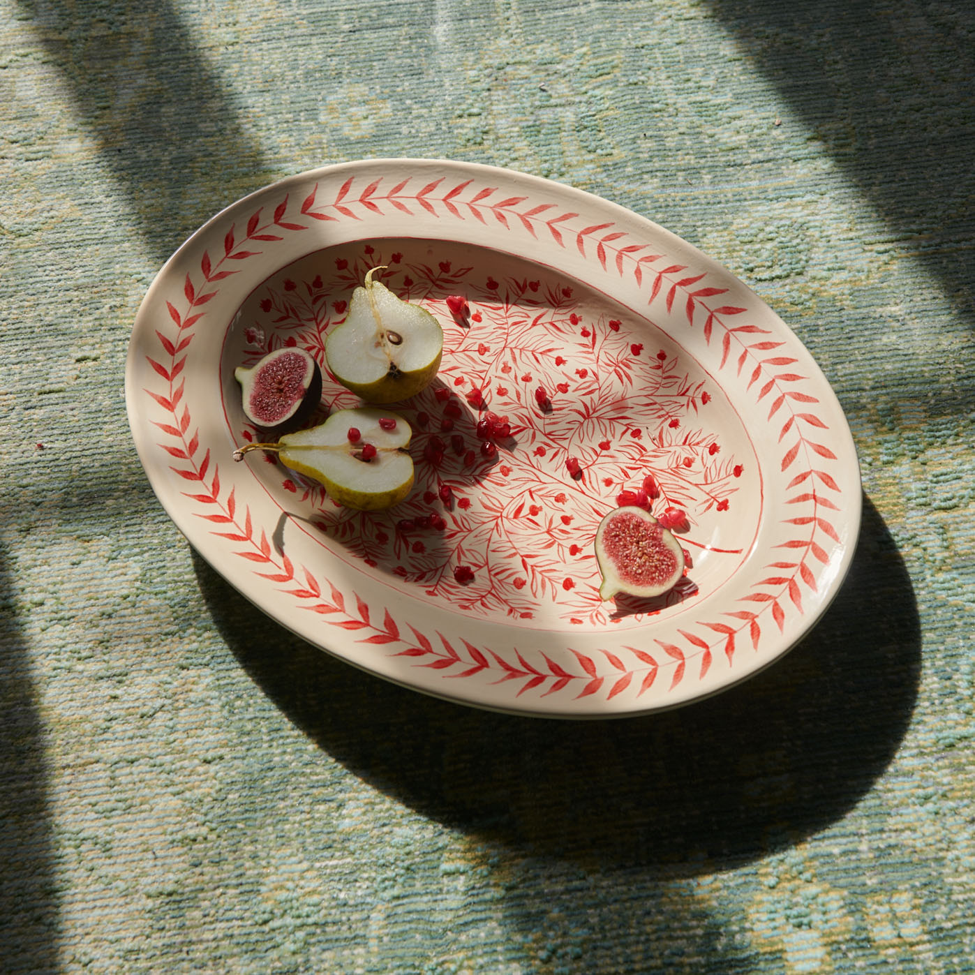 Hand Painted Pomegranate Oval Platter