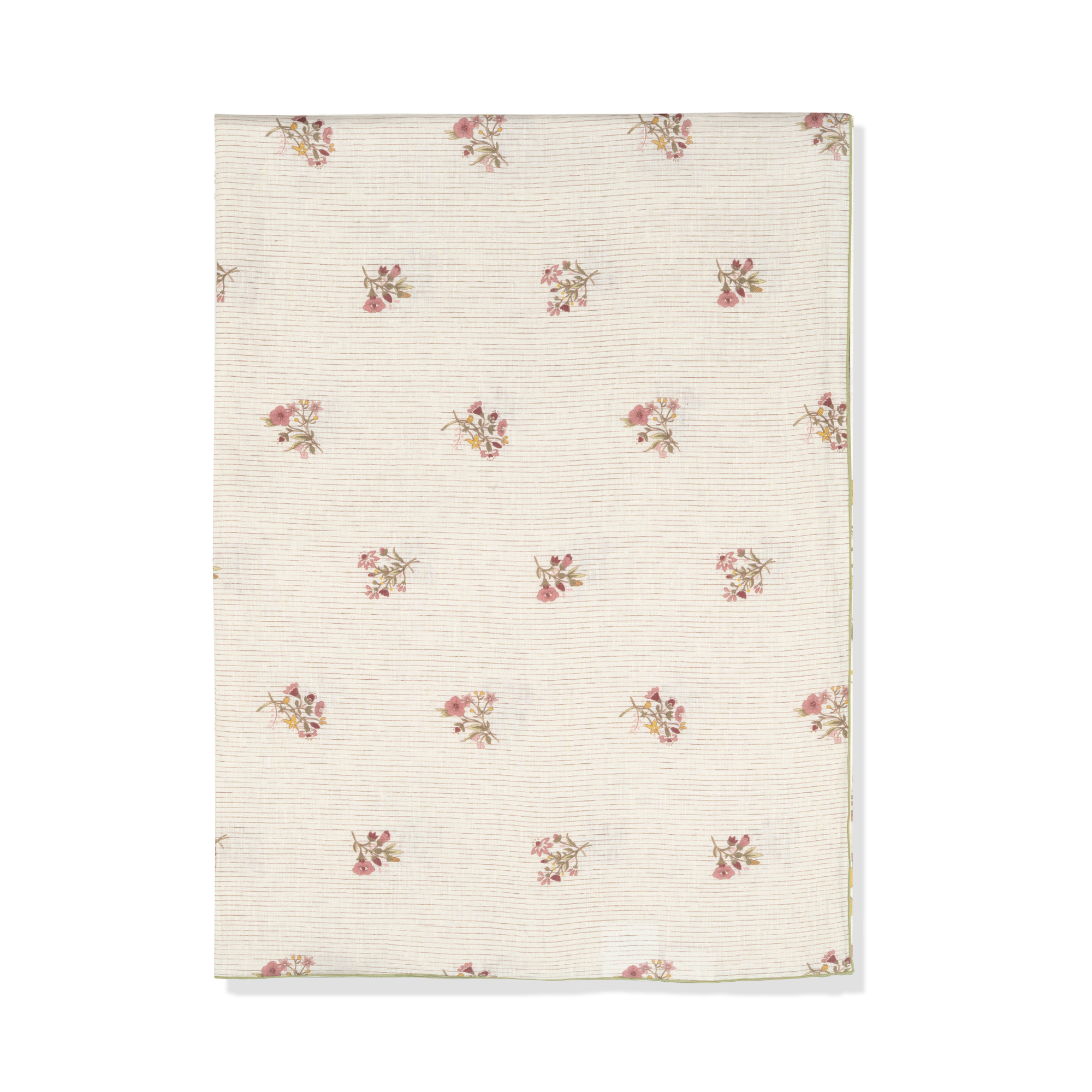 Scarlet Flax & Field Posy Pinstripe Printed Tablecloth