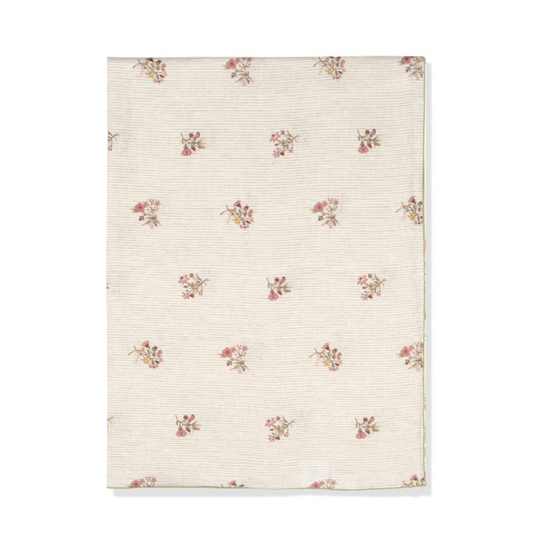 Scarlet Flax & Field Posy Pinstripe Printed Tablecloth