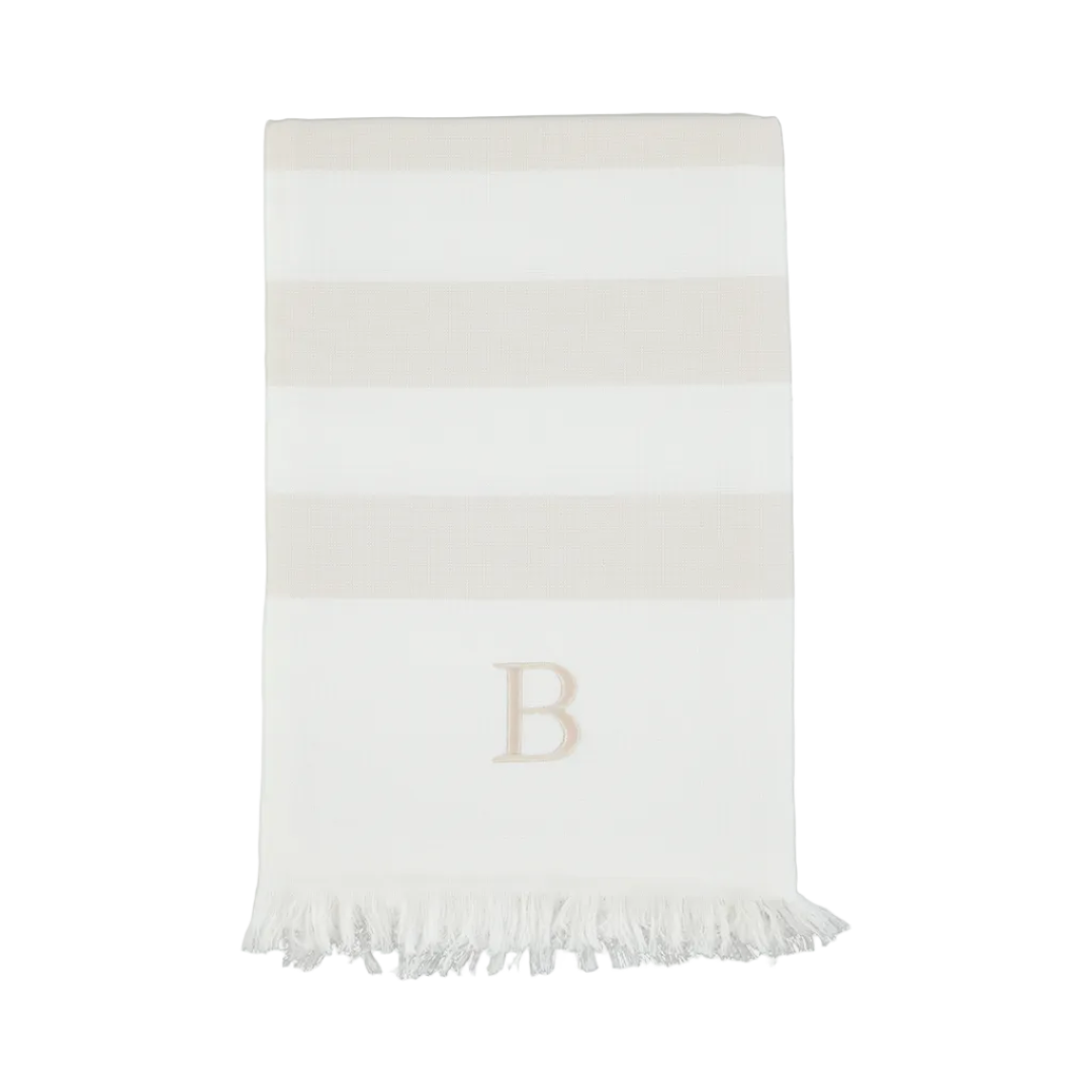 Beige Stripe Cotton Beach Towel