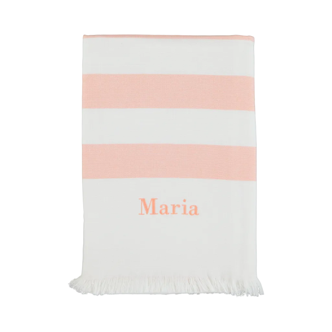 Salmon Stripe Cotton Beach Towel