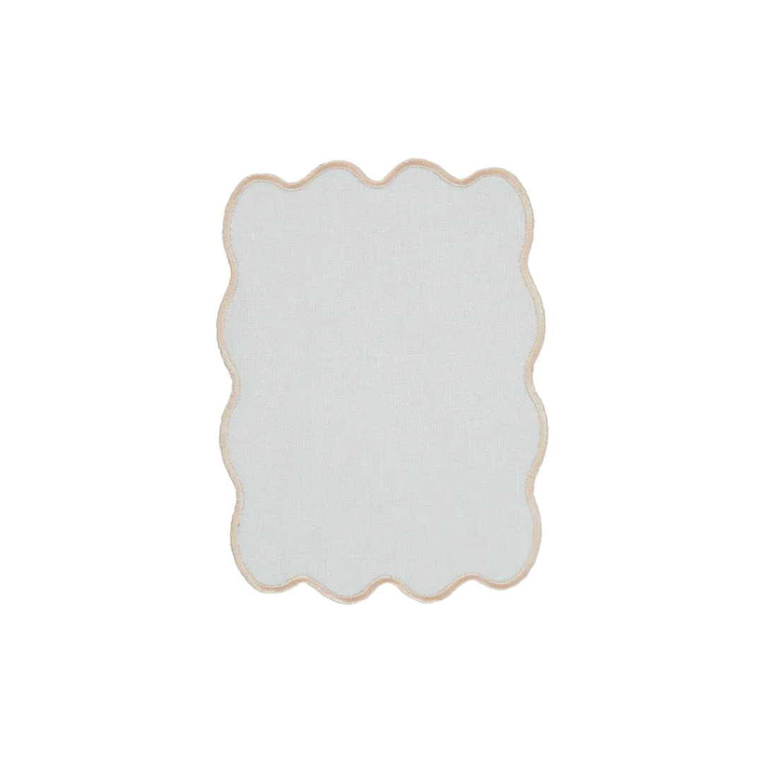 Palma Cocktail Napkin, White and Beige