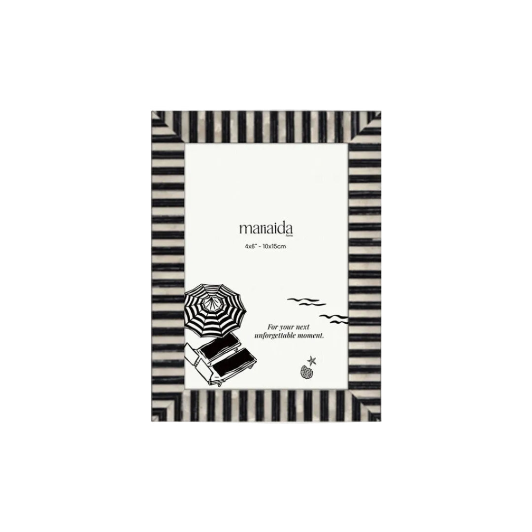 Segreto Black Stripe and Pearl Photo Frame