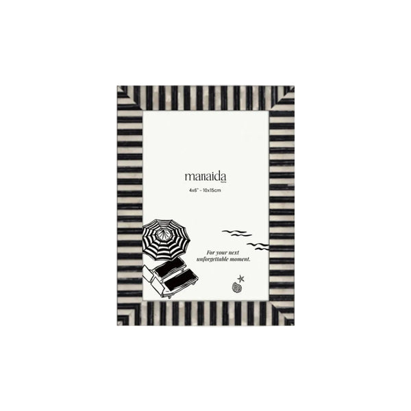 Segreto Black Stripe and Pearl Photo Frame