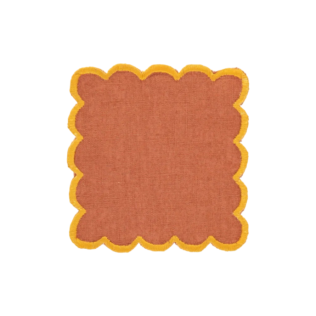 Aurora Cocktail Napkin, Terracotta and Yellow