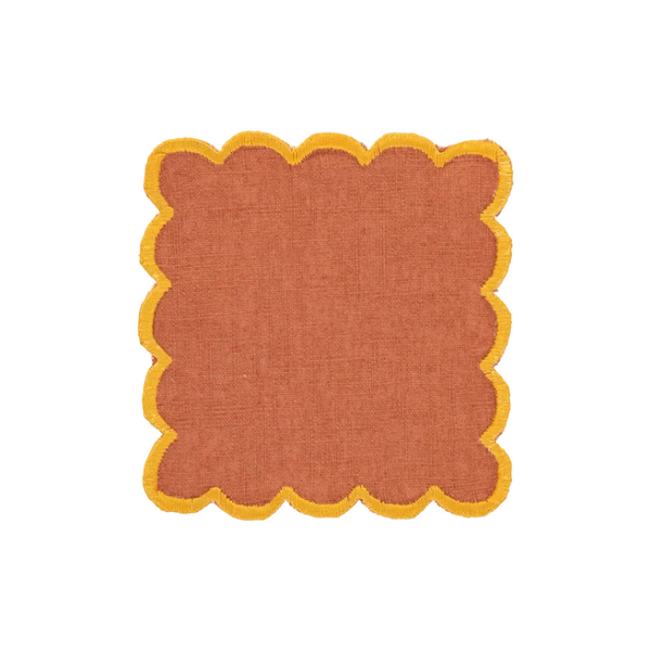 Cocktail Napkin Aurora, Terracotta with Yellow