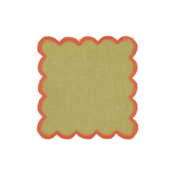 Cocktail Napkin Aurora, Green with Orange