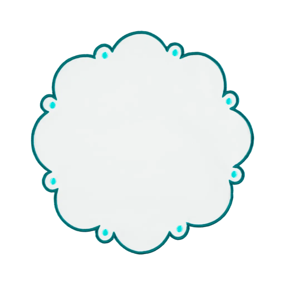 Viana Placemat, White and Turquoise Blue