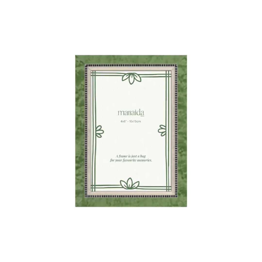Per Sempre Green and Pearl Photo Frame, 10 × 15 cm
