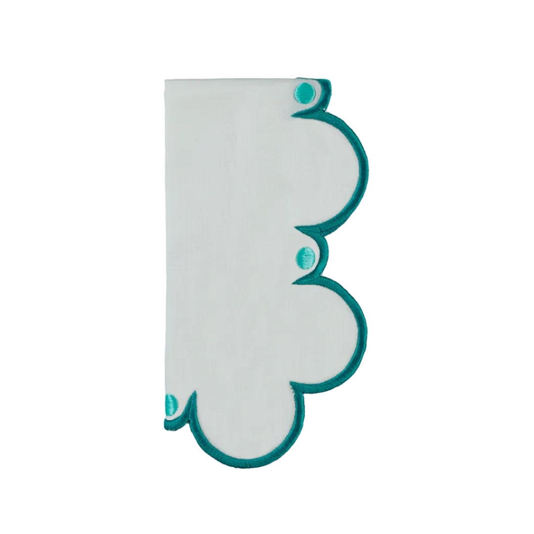 Viana Napkin, White and Turquoise Blue