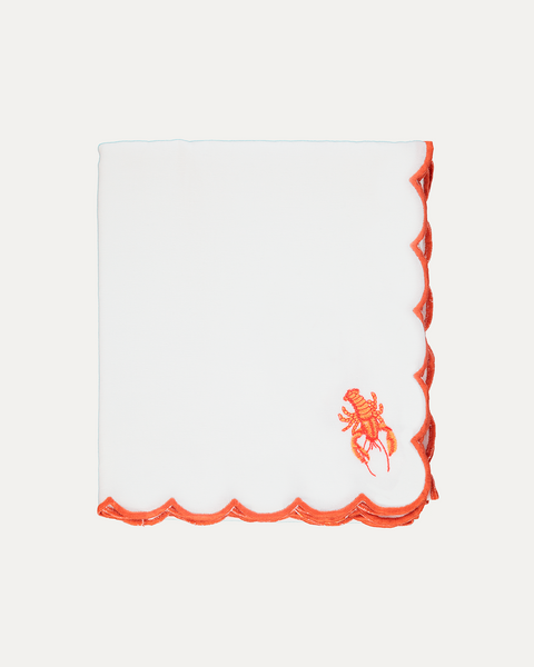 Toalha de Mesa Branca Bordada com Motivos de Mar