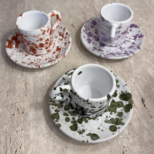 Coffee Cup And Saucer Dots Blue