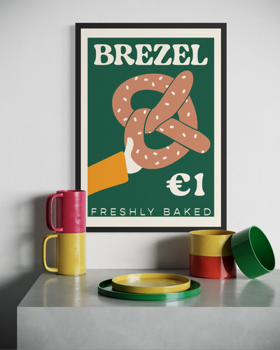 German travel print. Bakery kitchen wall art. Green kitchen print.