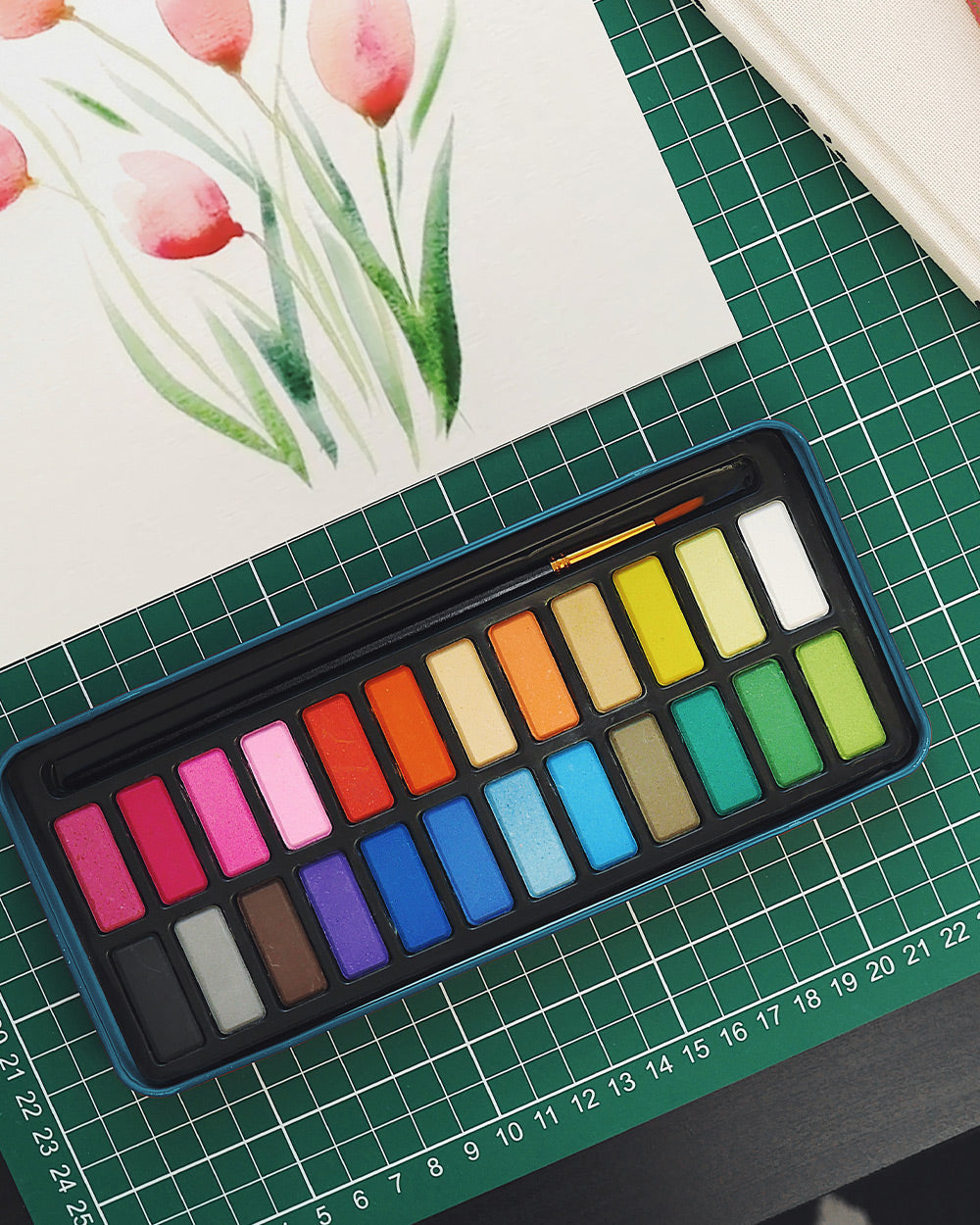Watercolor - Aquarelle, set of 24