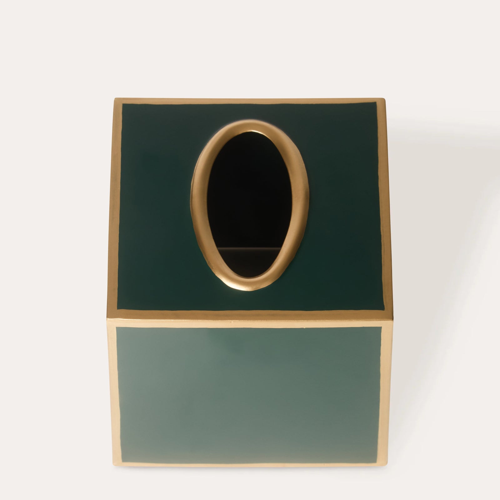 Tissue Box Cover | Forest Green & Gold