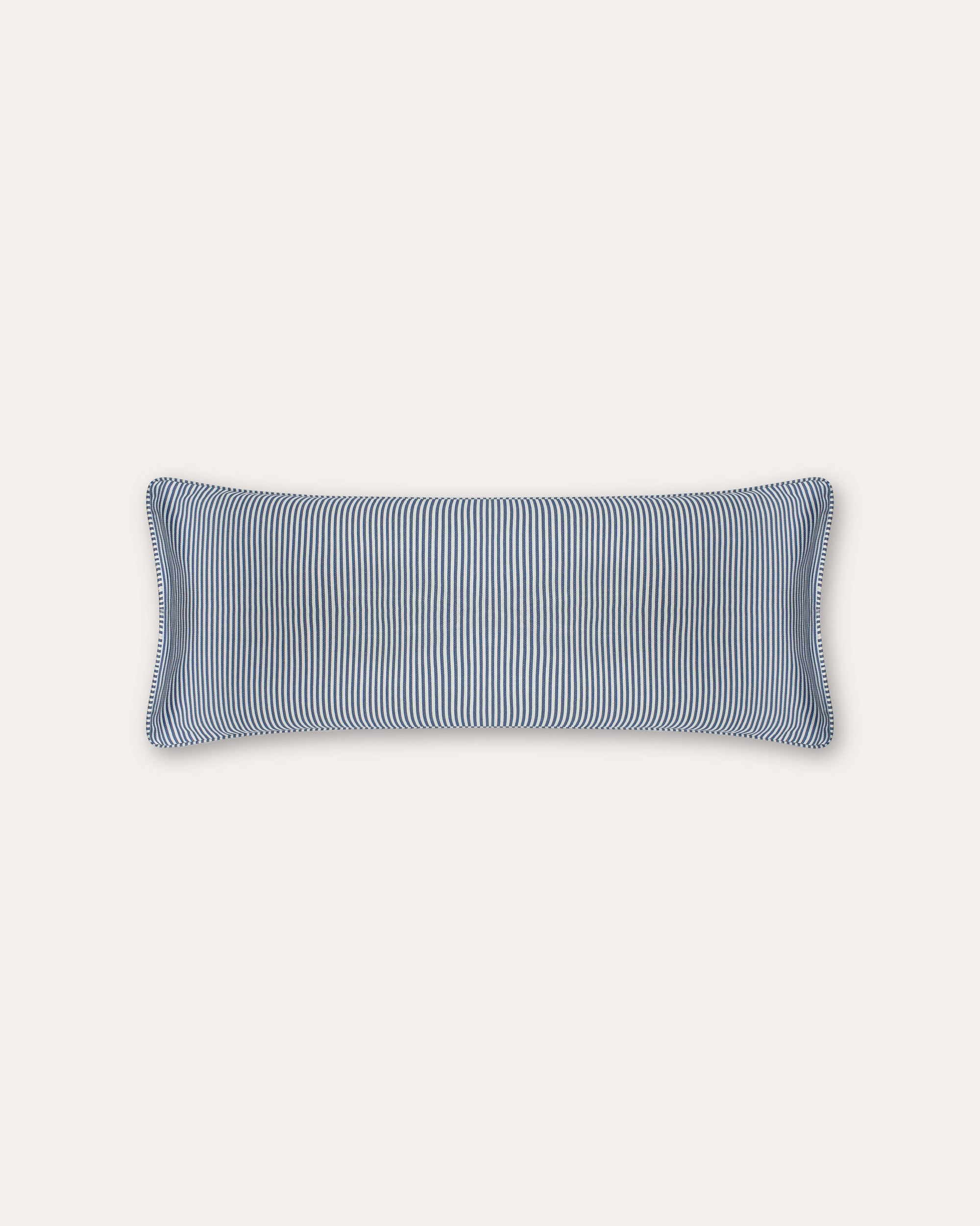 The Fine Stripe Long Cushion in Delphinium