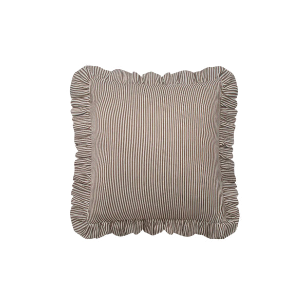 The Fine Stripe Square Cushion in Cocoa