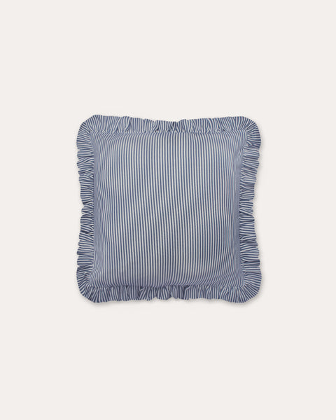 The Fine Stripe Square Cushion in Delphinium