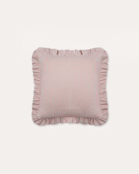 The Fine Stripe Square Cushion in Rose
