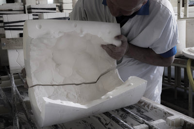 The process of making the Big Vase 1 and 2 by Max Lamb