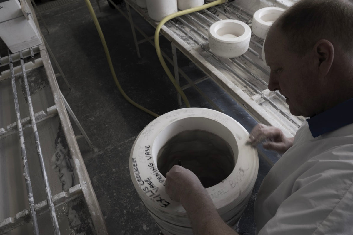 The process of making the Big Vase 1 and 2 by Max Lamb