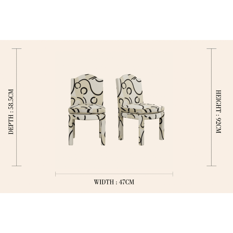 Pair of Leo Dining Chairs, Coconut