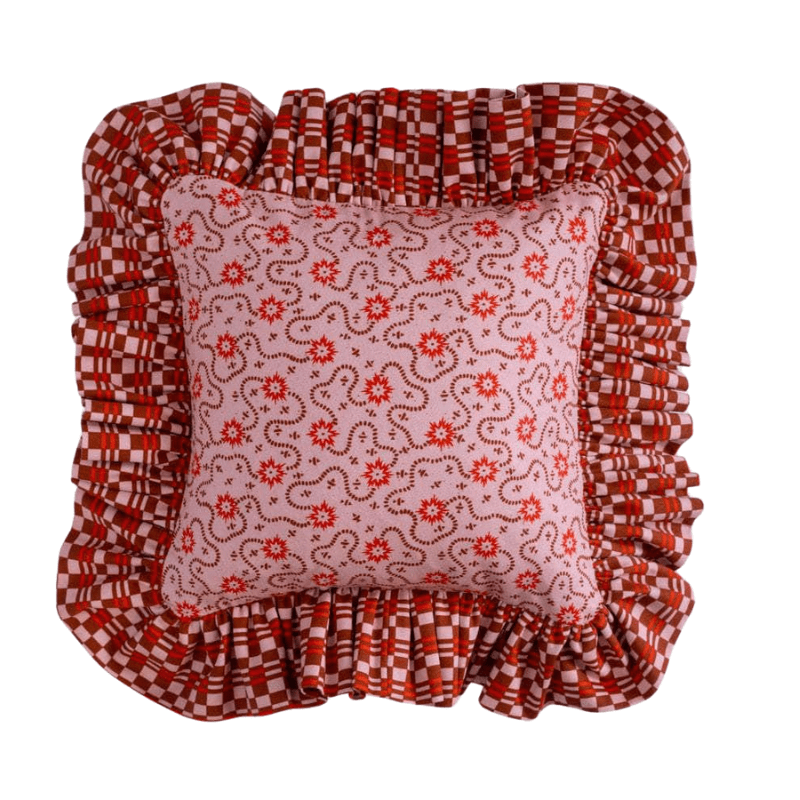 "Frilly Fancy" Cushion in Poppy