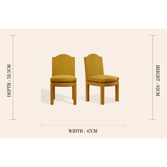 Pair of Leo Dining Chairs, Turmeric Velvet