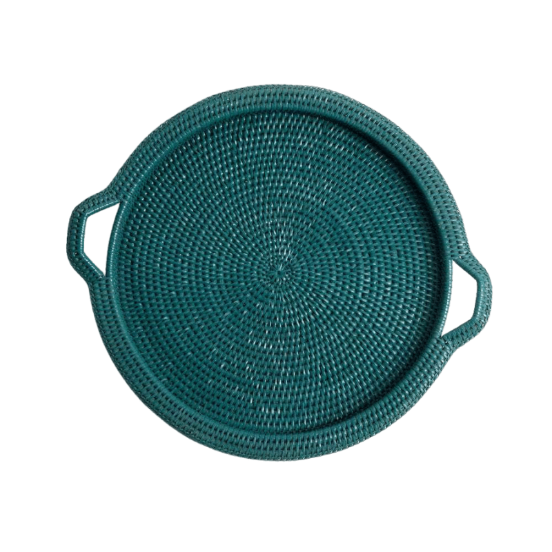 Inle Rattan Tray | Teal