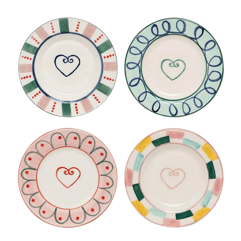 Set of 4 Heart Bread Plates/Coasters