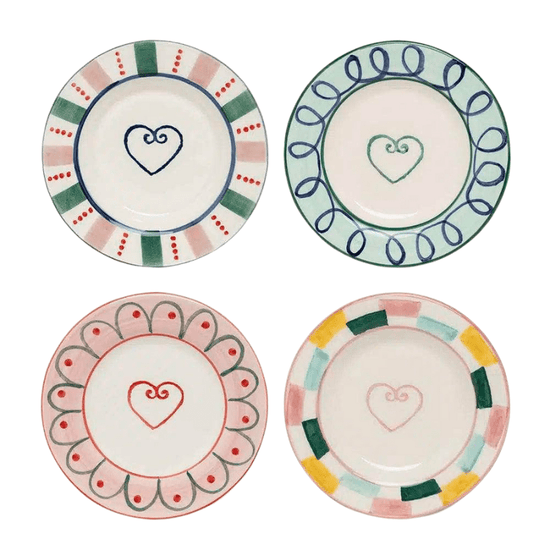 Set of 4 Heart Bread Plates/Coasters
