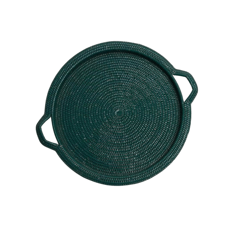 Inle Rattan Tray | Dark Green