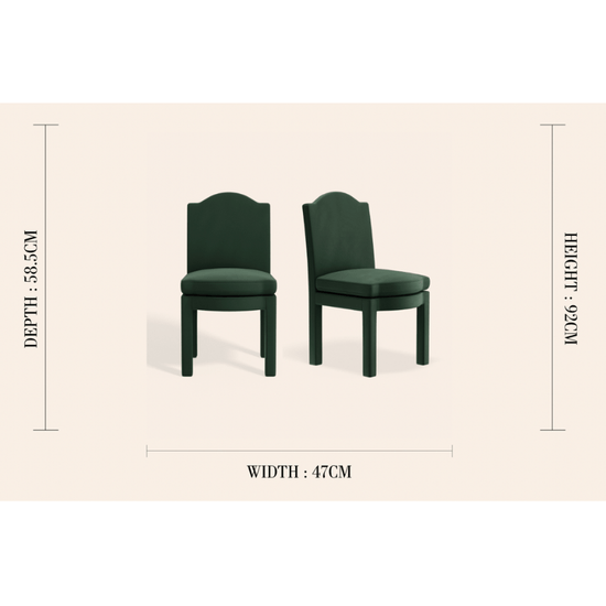 Pair of Leo Dining Chairs, Zucchini Velvet
