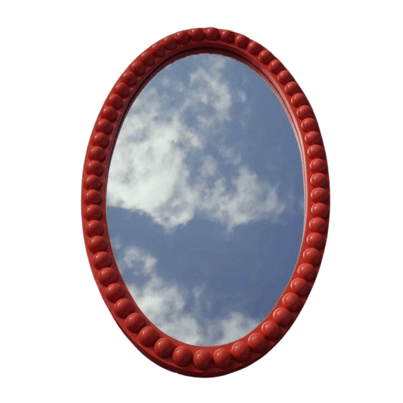 Painted Lacquered Oval Bobbin Mirror