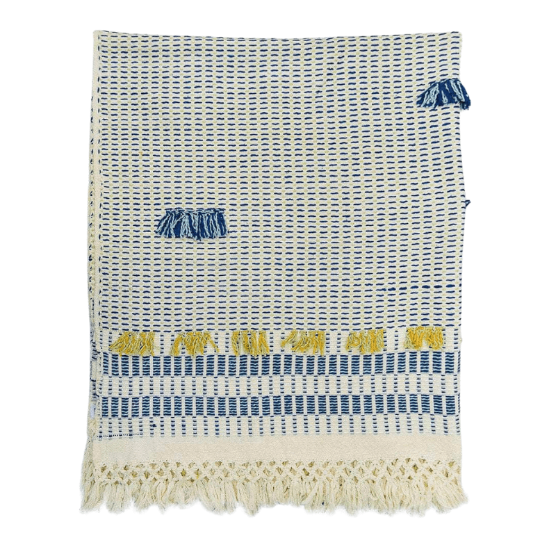 Organic Cotton Indigo & Mint Throw