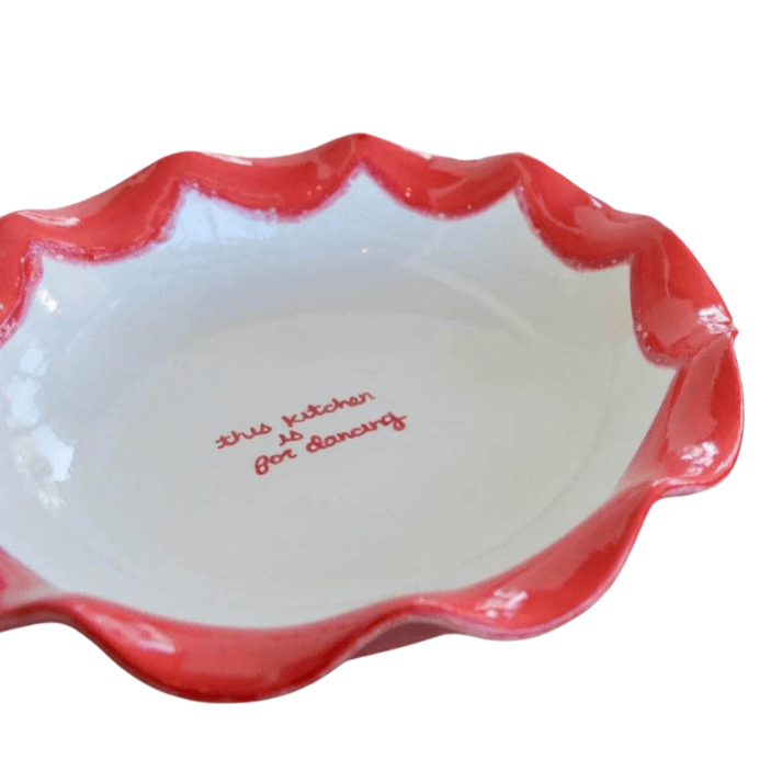 Hand-painted "This Kitchen is for Dancing" Scalloped Pasta Bowl