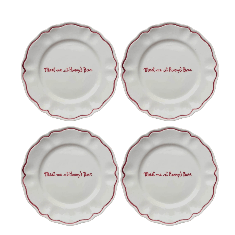 Sveva's Home Ceramic "Meet Me At Harry's Bar" Plate Set Of 4