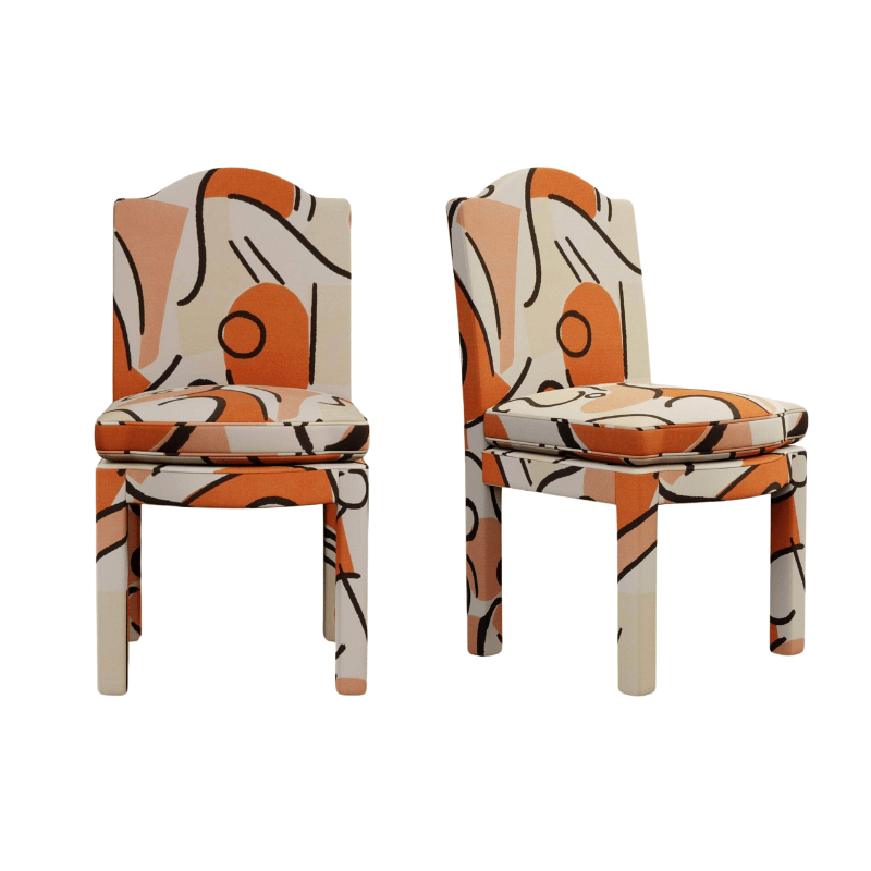 Pair of Leo Dining Chairs, Tangerine