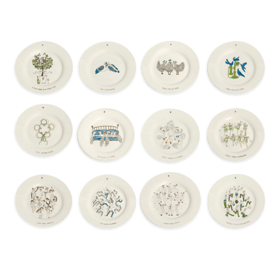 12 Days of Christmas Dessert Plates - Set of 12