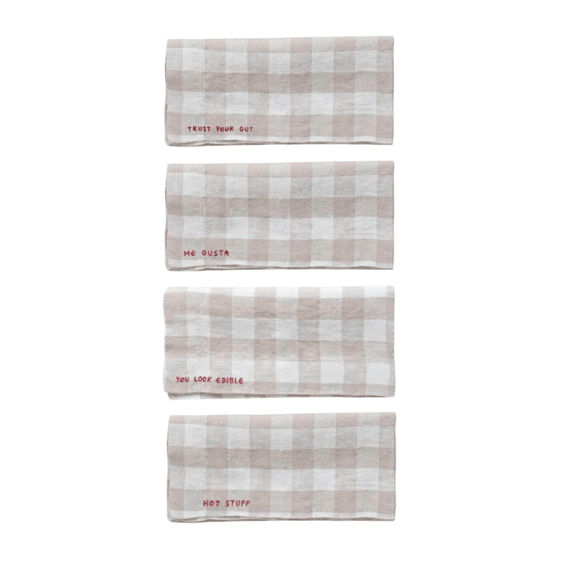 Gingham Gratitude Napkins - Set of 4